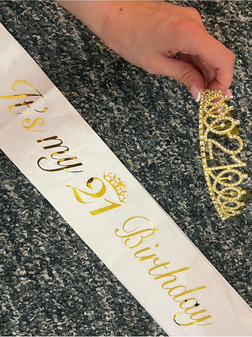 Gold 21st Birthday Sash and Tiara Party Set